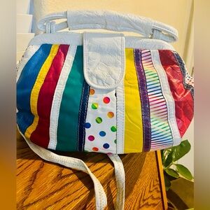Retro Multi Colored Vegan 2 way medium Bag
